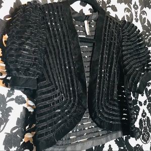 Puff Sleeve Velvet Stripe Bolero